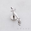 DAGGER DANGLE MARQUISE CZ THREADLESS (PUSH IN) 316L SURGICAL STEEL LABRET SET